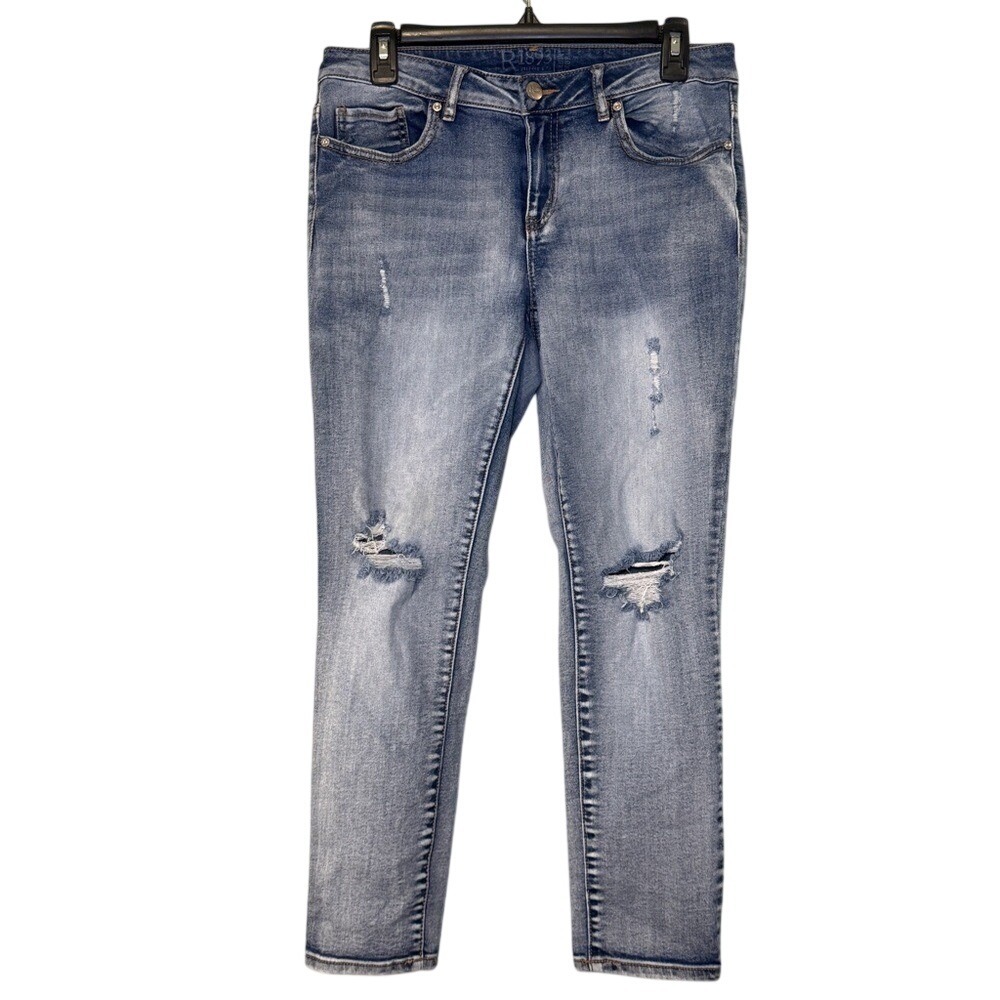 Roebuck & Co. Distressed Women's Cropped Denim Blue Jeans Size‎ 10
